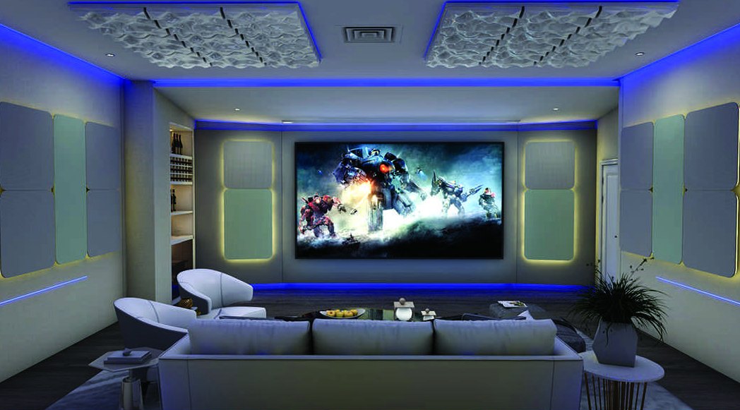 Soundbox Howeasy media-room absorption and diffusion